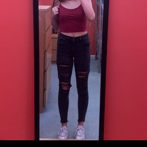 American Eagle Black Ripped Jeans